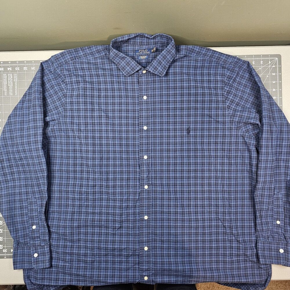 Polo Ralph Lauren Shirt Mens XXXL Tall Plaid Preppy Oxford Work Casual Academia